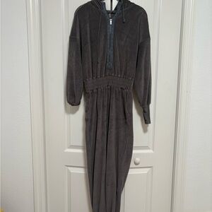 Cozy Gray Hooded Jumpsuit